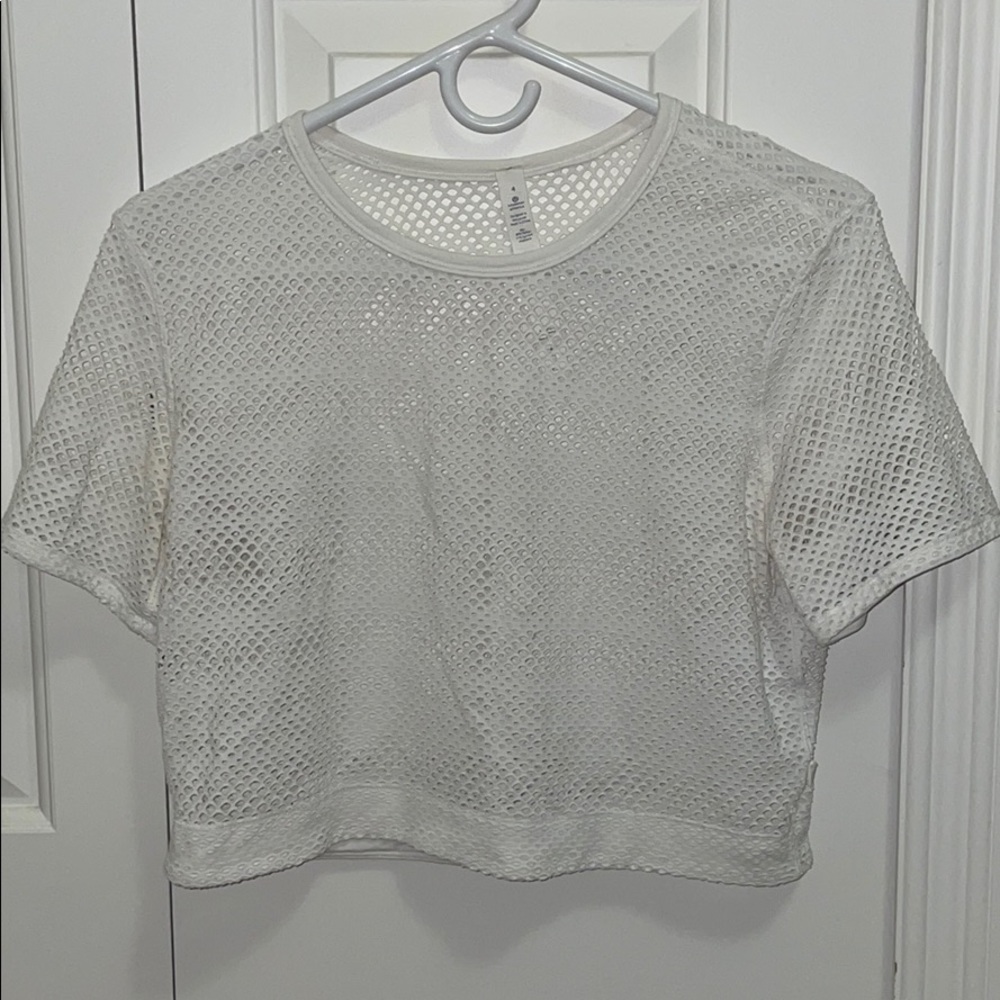 White mesh crop top